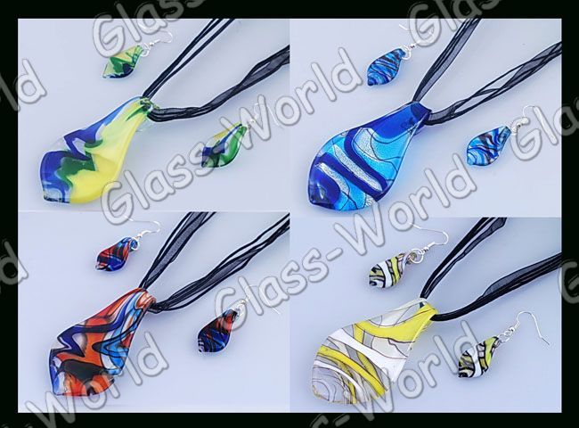 20sets 4styles Lampwork Glass Pendant Necklace+Earrings  