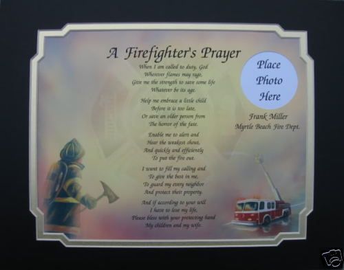 FIREFIGHTERS PRAYER PERSONALIZED POEM GIFT FOR FIREMAN  