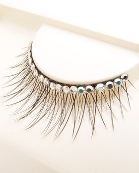 False Eyelashes w one line Swarovski rhinestones Black  