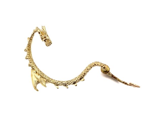   Rock Temptation Metal Curve Dragon Stud Ear Cuff Wrap Earring  