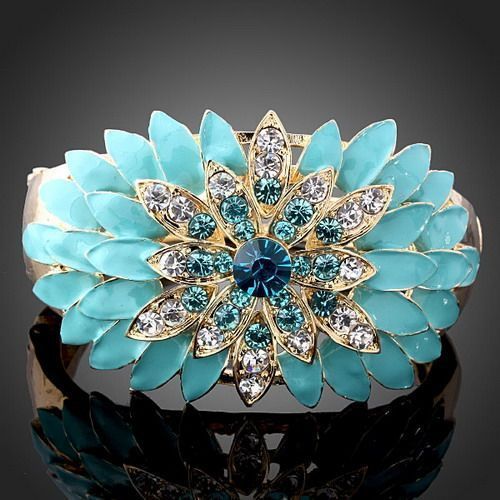 ARINNA Swarovski Crystal sunflower GP bangle Bracelet  