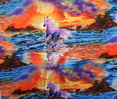 VALANCE MYSTICAL HORSES WHITE HORSE SUNSET FREE SHIP  