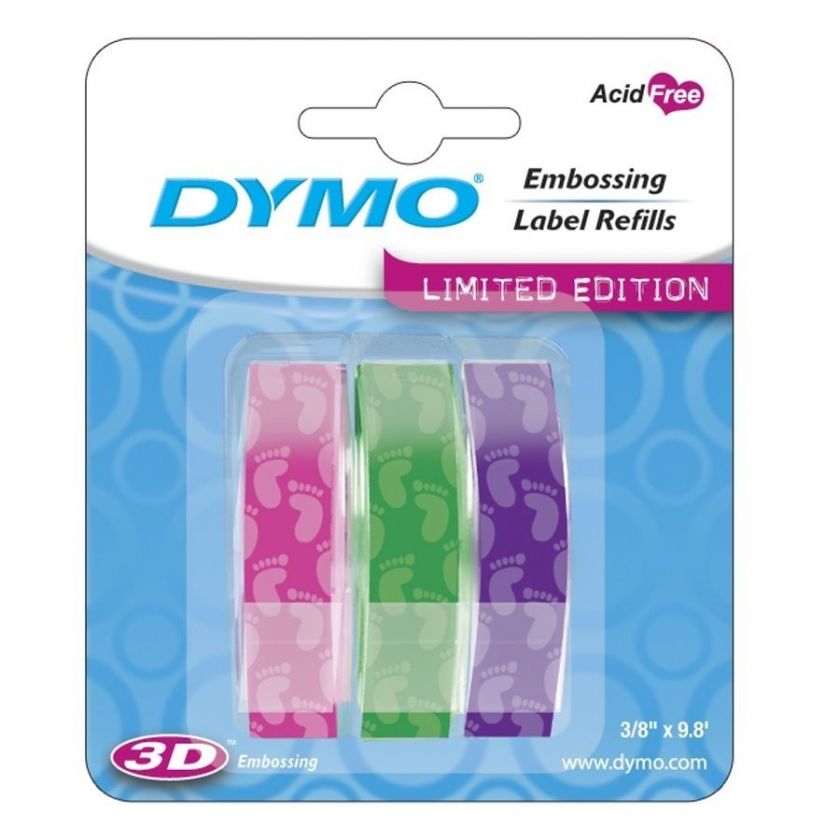 3PK Dymo 3/8 9mm Label Maker Tapes 1741673 (Baby Feet) 071701190338 