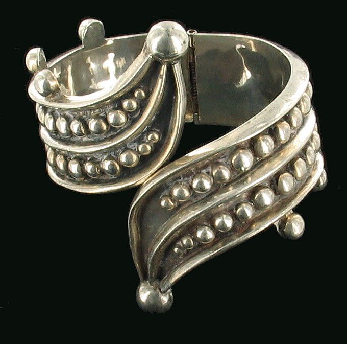 VINTAGE STERLING MEXICO TAXCO CP GOODSPEED CLAMPER CUFF  