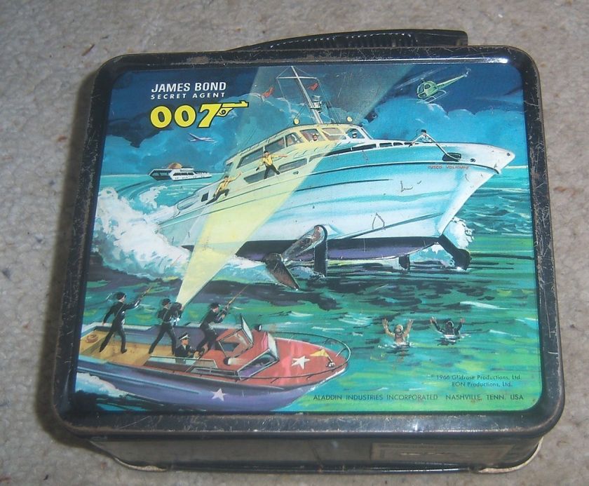 Vintage Aladdin 1966 James Bond 007 Thunderball Metal Lunch Box G 