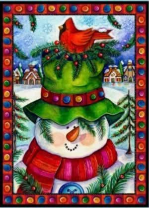Christmas Fabric  happy snowmen   Quilt top Wallhanging  
