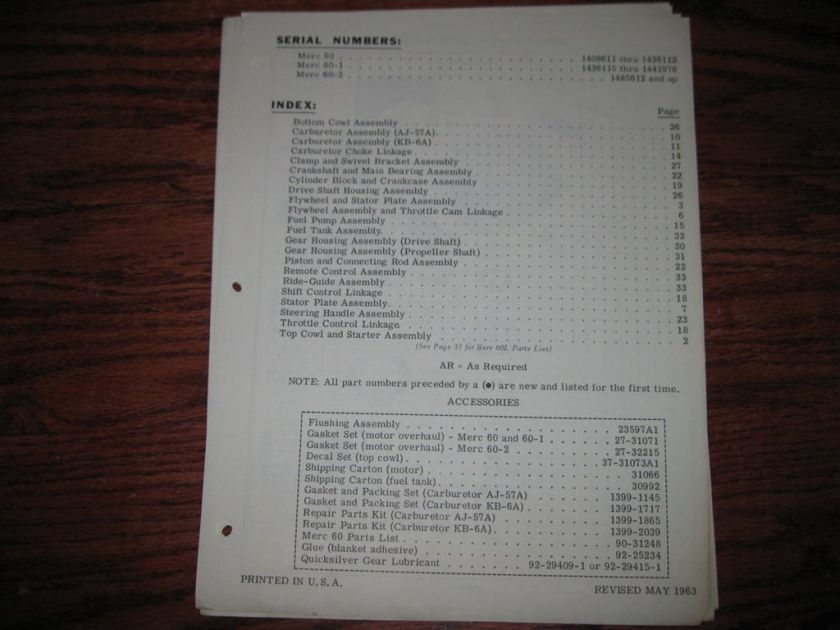 Mercury 6 hp 60 outboard parts catalog manual merc  