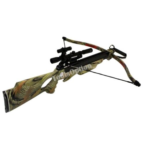 150 lbs Camo Hunting Crossbow Scope Laser Arrow Blades  