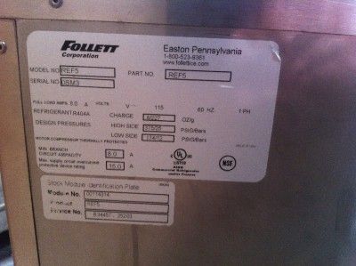 Follett REF5 Undercounter Medical Grade Refrigerator  