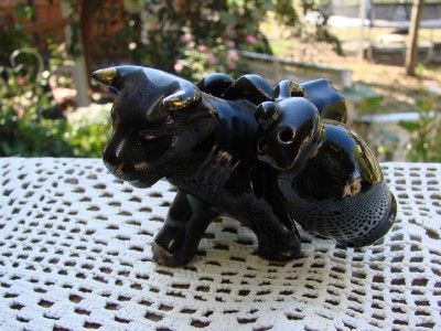 VINTAGE BLACK BULL SALT & PEPPER SHAKERS  