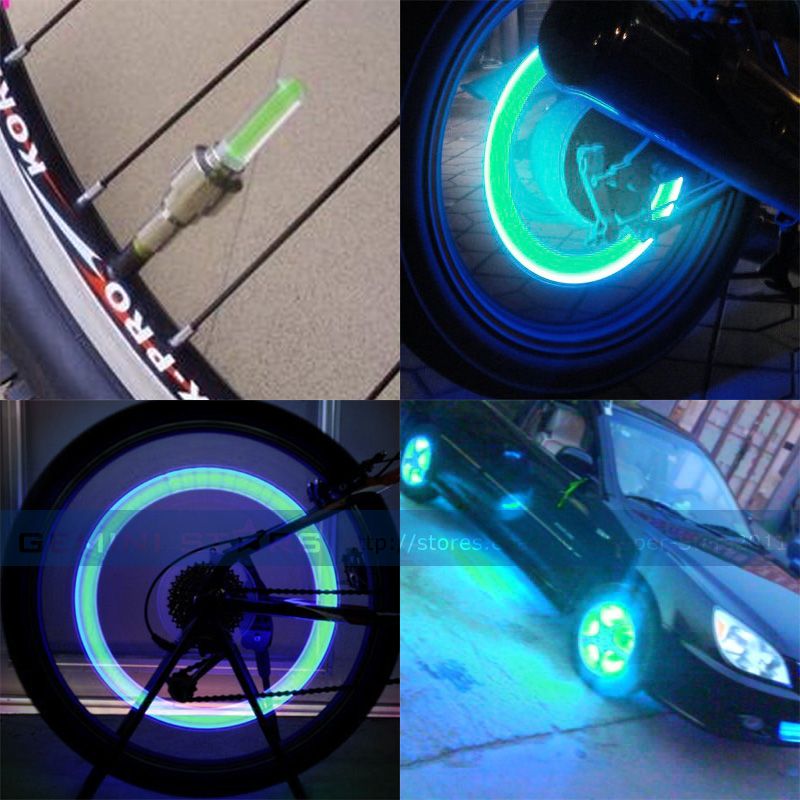 Bicycle Moto Car Tire Spoke Wheel Flash Green LED Light  