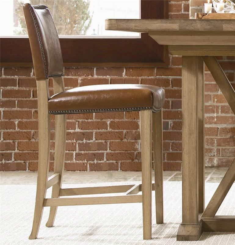 Light Brown/Burgundy Leather Counter Bar Stools  