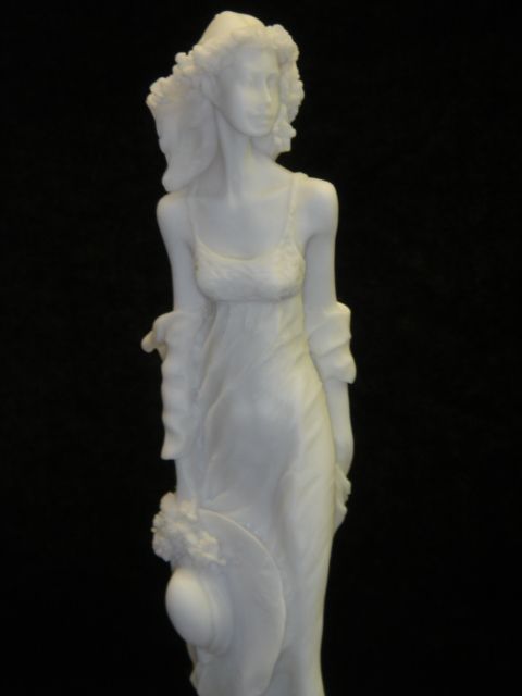 Sexy Woman with Hat and Flowers Statue Italy Marble  