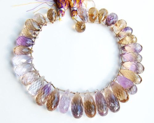 Natural Ametrine Teardrop Briolette Beads 12 22mm.  