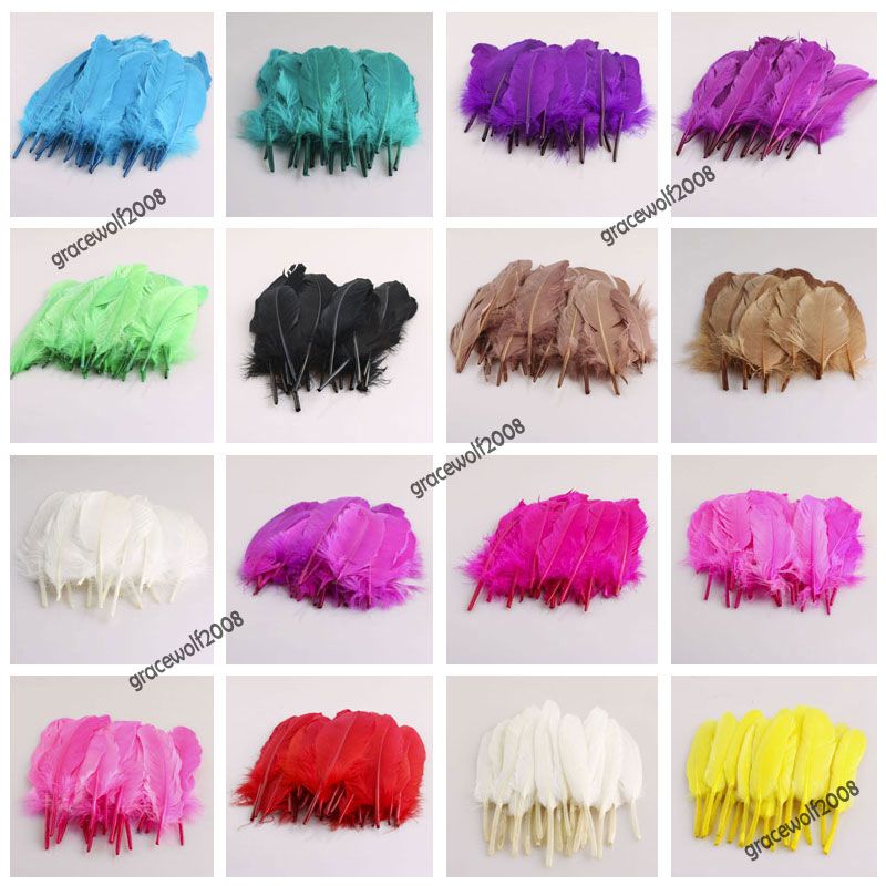 Authentic Nature Goose Feather 100pcs 7.5 inch Fashion 19Color Lot 