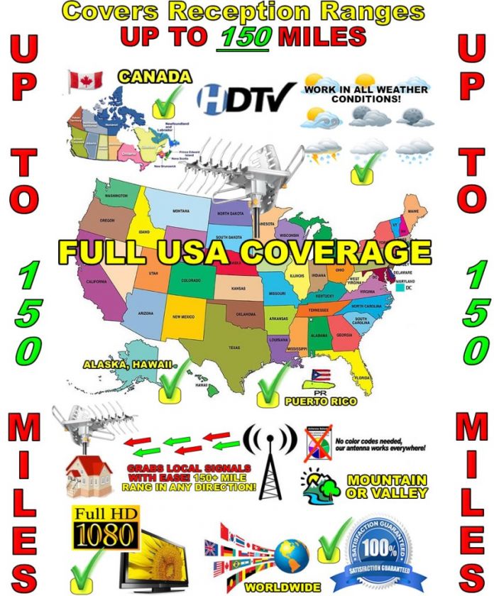   to a 150 mile reception range Grabs local channels fast and clearly