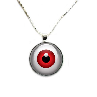 Red Eye   Clear Gem Pendant + Necklace Option  