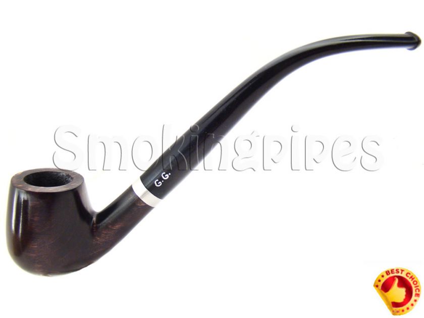 Smooth Churchwarden Smoking Pipe Golden Gate G.G. #8 + Pouch  