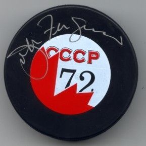 SIGNED JOHN FERGUSON 1972 CANADA RUSSIA PUCK DECEASED  