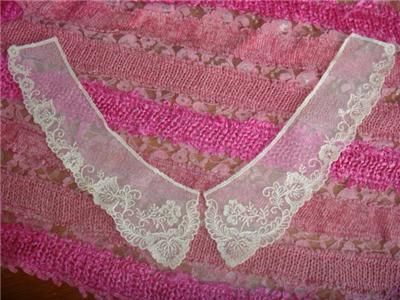 one pair Ivory embroidered tulle lace applique collar neckline #t39 