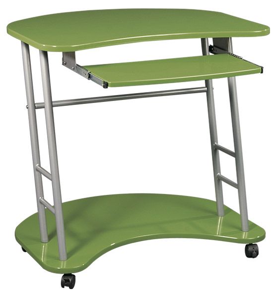 apple green computer desk with keyboard tray