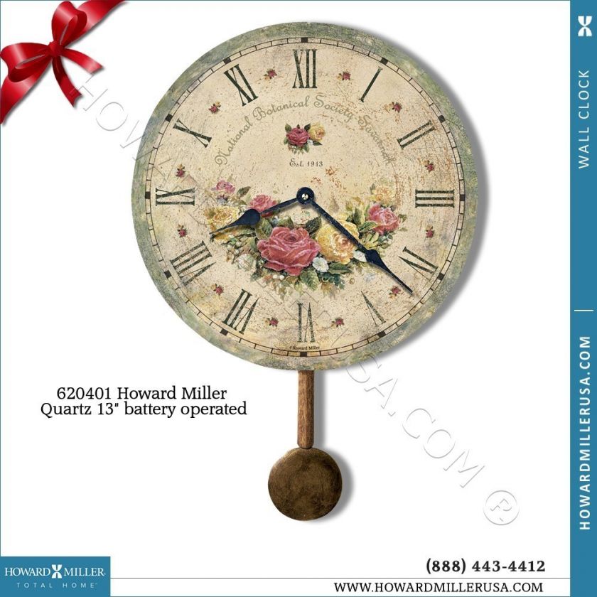 620401 Howard Miller Quartz 13 battery operated Antique dials Wall 