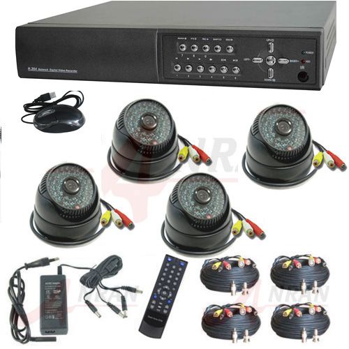 Alarm System 4CH H.264 DVR Kit Audio Security Camera CCTV System Free 