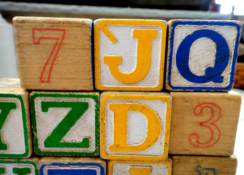 LOT vintage WOODEN TOY BLOCKS alphabet 25 PC★  