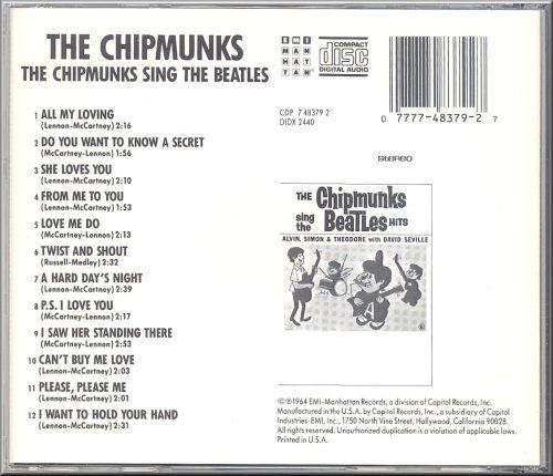 THE CHIPMUNKS sing THE BEATLES hits ~ 1ST PRESS CD 1990 ~ 12 TRACKS 