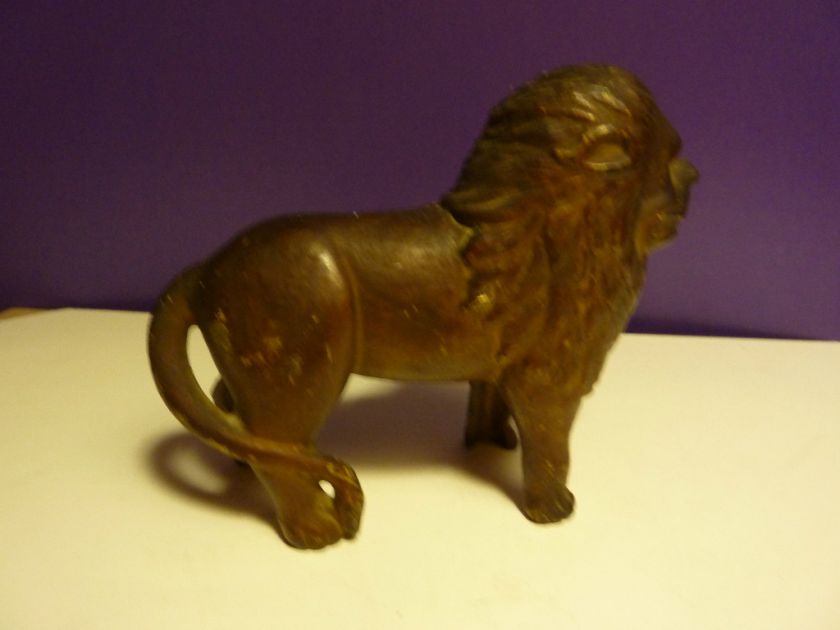 Vintage Cast Iron Cowardly LION Coin DEPOSIT Piggy Bank  