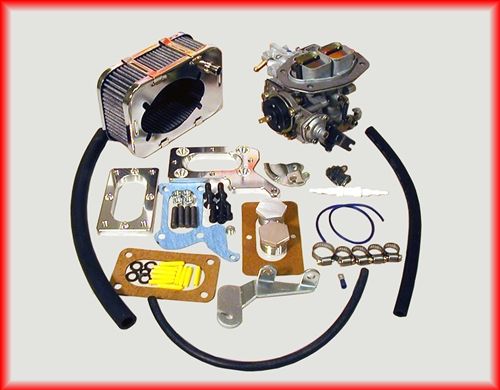 Kit comes complete with new 32/36 DFEV carburetor, manifold adapter 