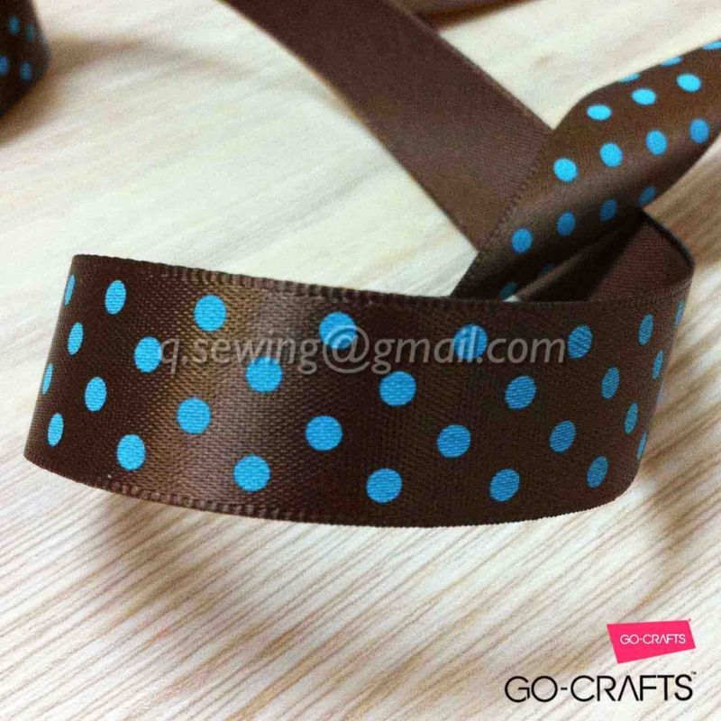 16mm 3yds POLKA DOT chocalate satin ribbon hairbow  