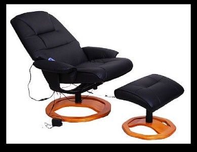 Black Leather Massage TV Chair w/ Round Leg 5550 3128BK  