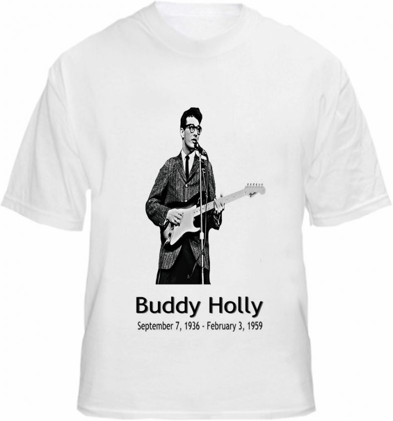 Buddy Holly T shirt Live Guitar Music Legend Tee  