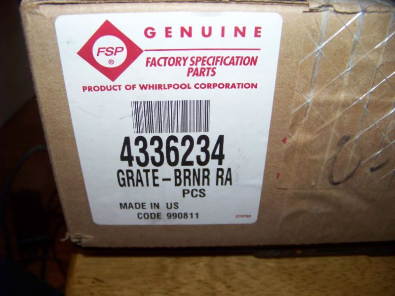 WHIRLPOOL BURNER GRATE 4336234 NEW  