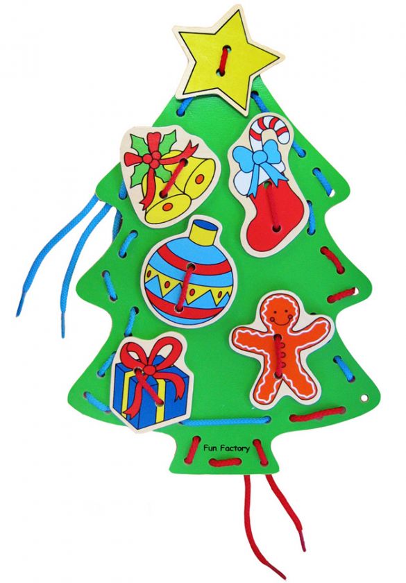 CHRISTMAS TREE LACING Wooden Toy for Fine Motor Skills  