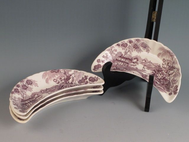 Royal Staffordshire by Clarice Cliff Purple Tonquin Bone Dishes 