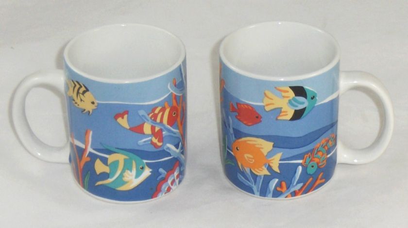 Coffee Cups Mugs Tienshan UNDER THE SEA Stoneware Colorful Fish Cup 