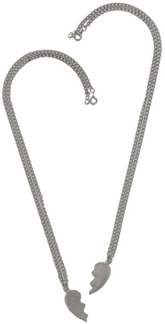 Best Friends Silver SP BFF Broken Heart Necklace SET  