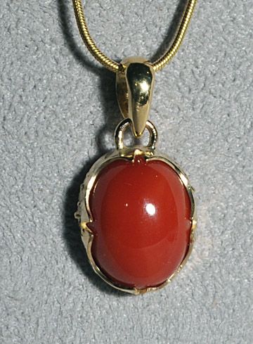 Elegant Italian Red Coral 18k Handcrafted Pendant  