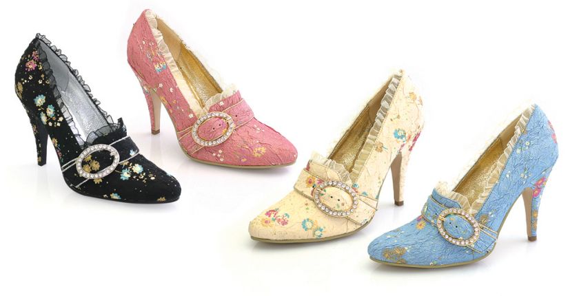 SEXY MARIE ANTOINETTE FABRIC RHINESTONE CLOSED TOE COSTUME SHOES