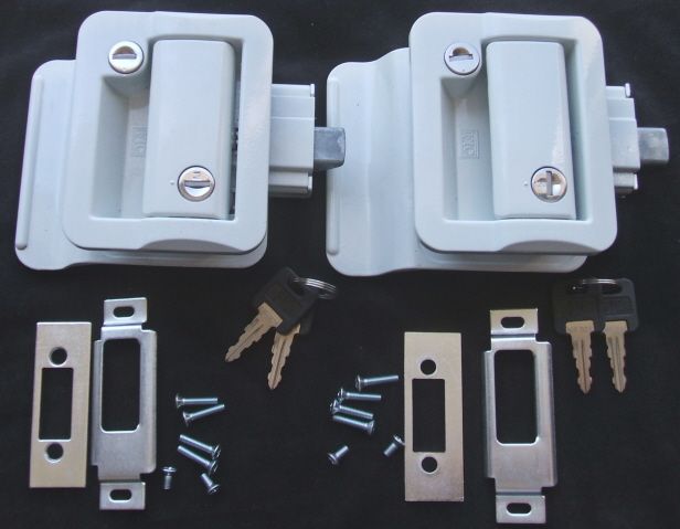 White RV Entry Door Lock Handle Knob w/ deadbolt Camper Travel 