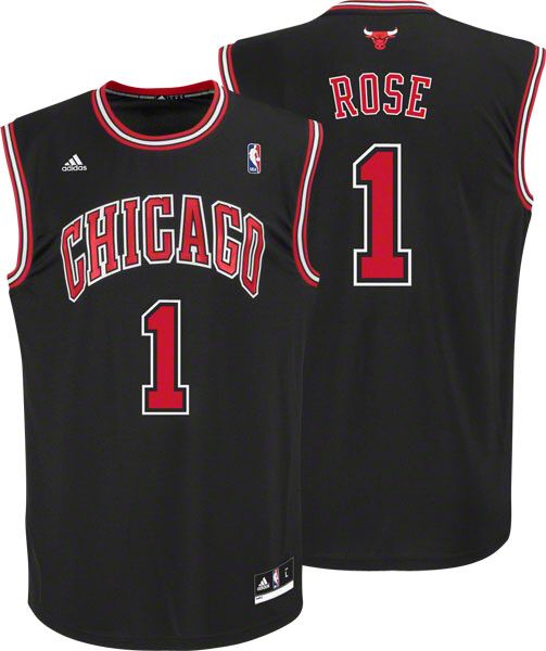 Derrick Rose Jersey adidas Revolution 30 Black Replica #1 Chicago 