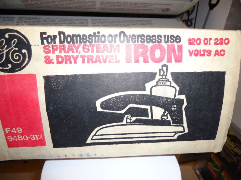 VINTAGE GE ELECTRIC TRAVEL IRON F49 SPRAY, STEAM & DRY  