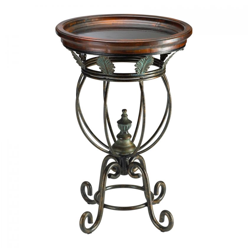 Elegant Scroll Verdigris Round Side Table  