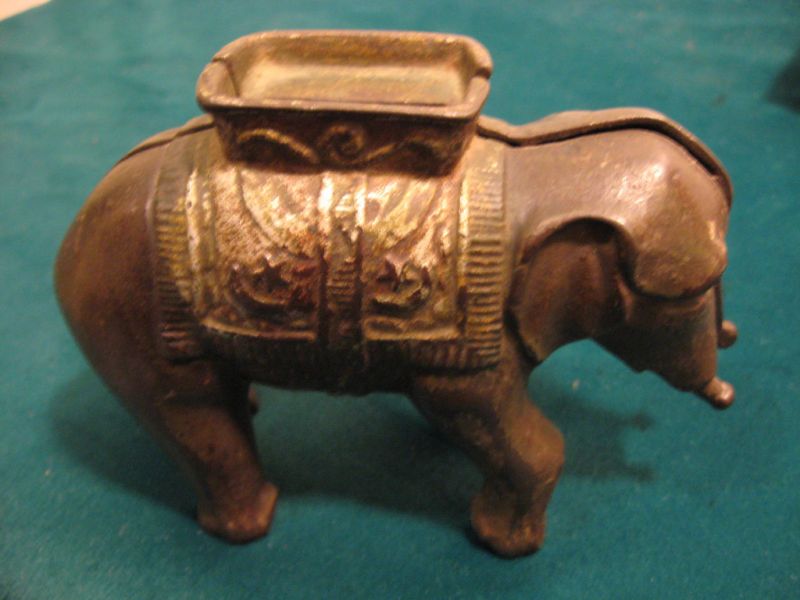 Antique Cast Iron Elephant Bank  