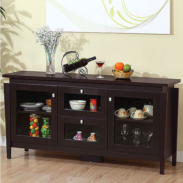 Modern Coffee Bean Finish Buffet Cabinet  