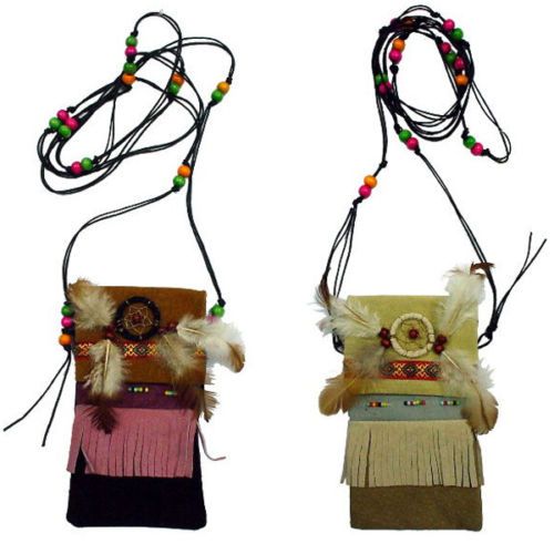   BEADED POUCH W DREAM CATCHER fringe girl bags ladies hand bag beads