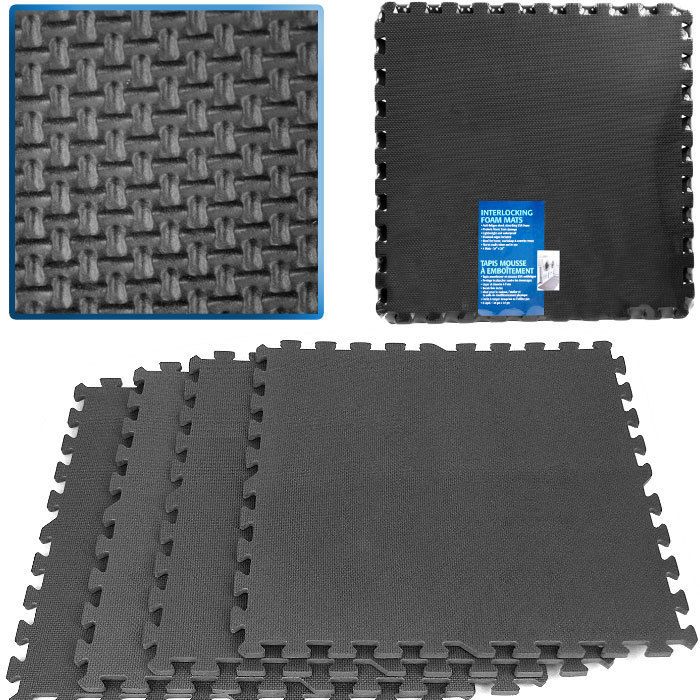   Ultimate Comfort Black Foam Garage Shop Floor Mats 16 sq ft  