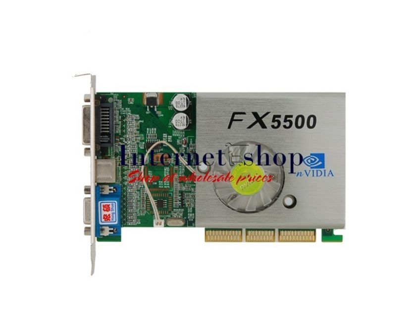 Nvidia GeForce FX5500 256MB 128 bit DDR AGP DVI VGA TV out Graphics 